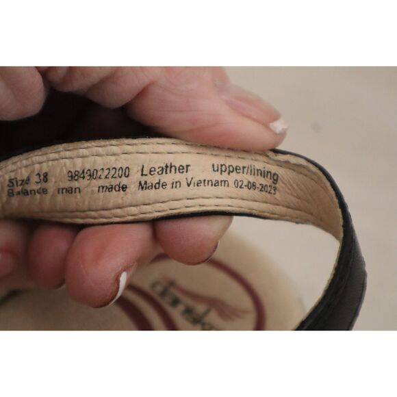 Dansko Women's Sz 38 US 7.5-8 Black Season Full Grain Leather Sandals - Picture 10 of 16